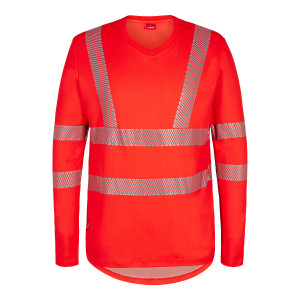 FE Engel koszulka odblaskowa Safety Long. T-Shirt W/ V-Neck - Red