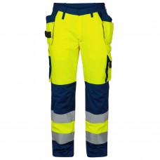 FE Engel spodnie Safety EN 20471 Trou. W/Hang.Tool Po. - Yellow/Navy